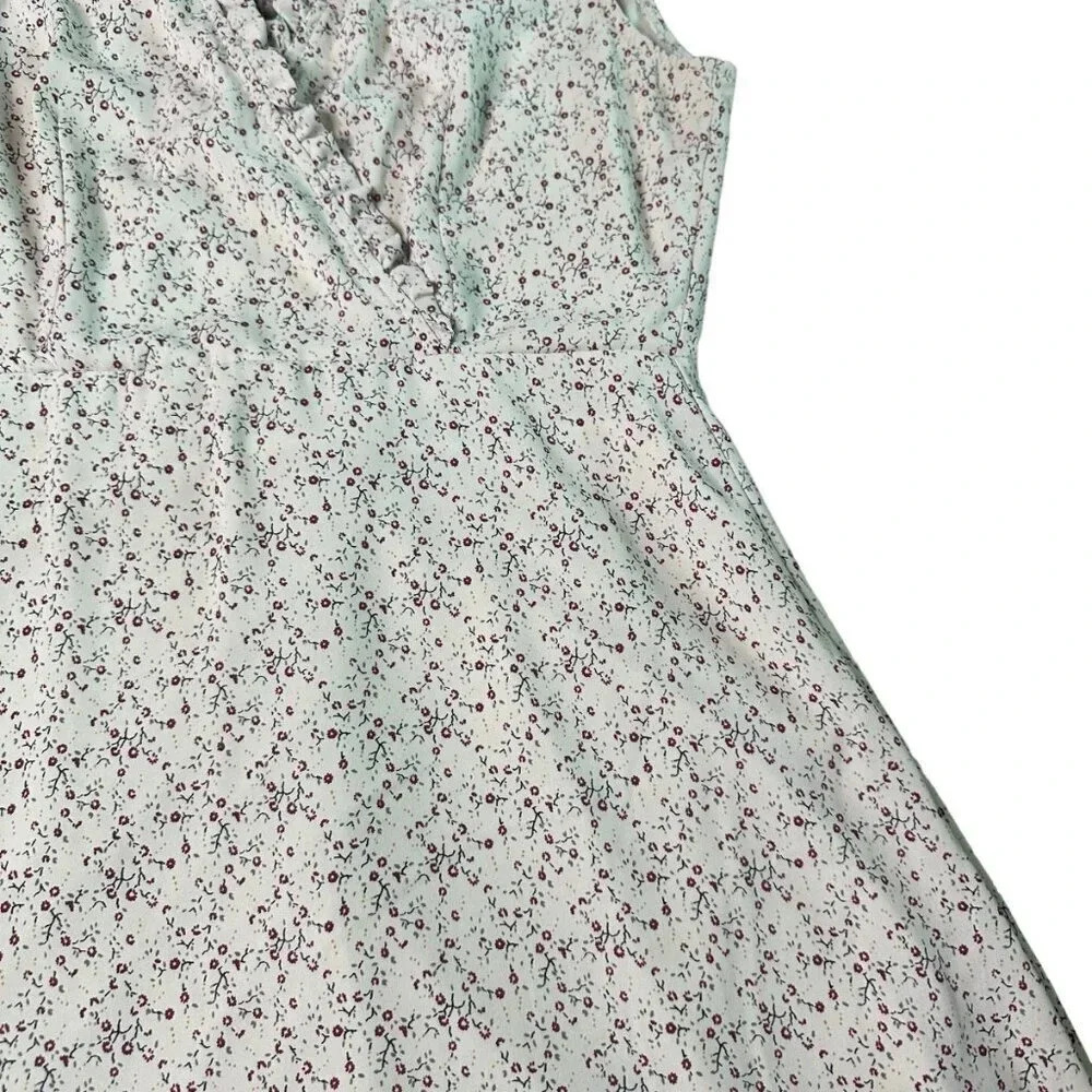 Lulus Off-White Floral Print Dress Mini Open Back Ruffle Size Medium Women's - Picture 6 of 12